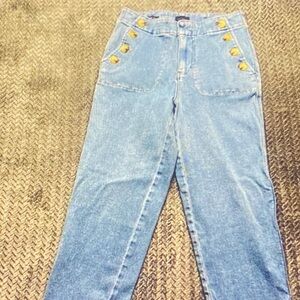 Talbots Light Blue Flare Jeans with Gold Buttons